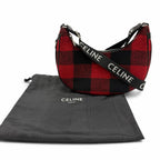 Celine Medium Ava Check Shoulder Bag Leather Usage Logo Red Black — view 2