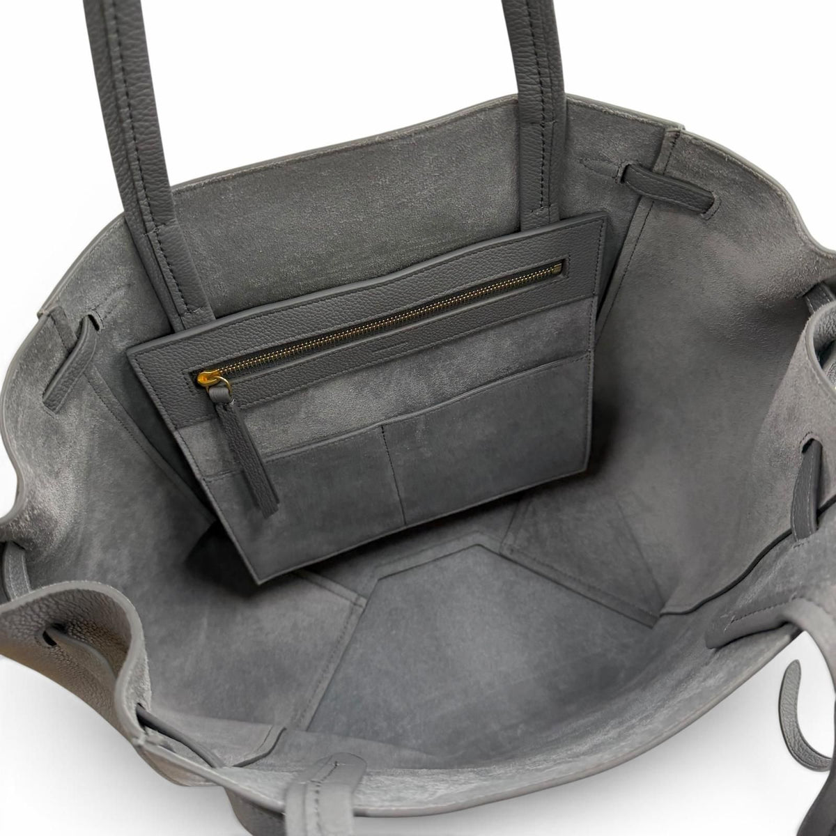 Celine Cabas Phantom Small Logo Soft Grain Calfskin Tote Bag Gray — view 6