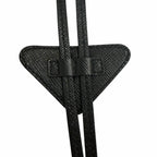 Prada Saffiano Leather Triangle Logo Plate Multik Loop Tie Bolo Tie Black — view 3