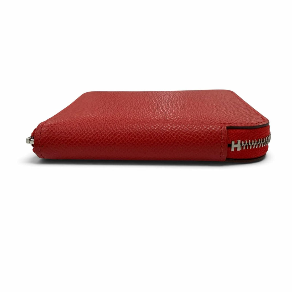 Hermes Azap Compact Silk'in Veau Epsom Rouge Ladue Blue Hydra Silver Coin Purse — view 4