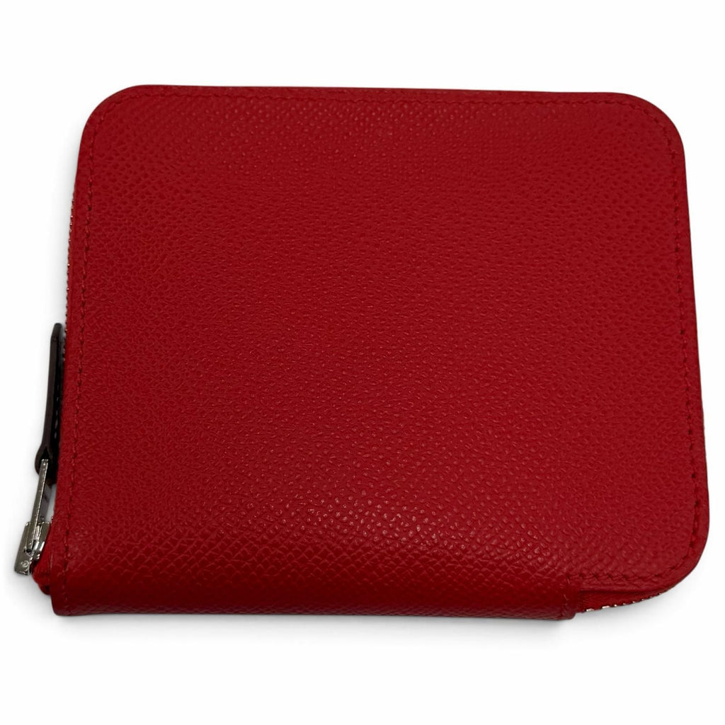 Hermes Azap Compact Silk'in Veau Epsom Rouge Ladue Blue Hydra Silver Coin Purse — view 3