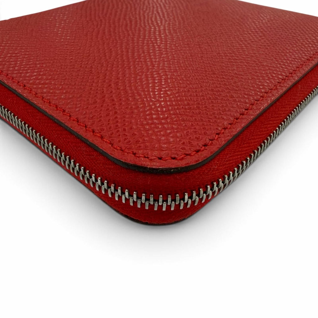 Hermes Azap Compact Silk'in Veau Epsom Rouge Ladue Blue Hydra Silver Coin Purse — view 5