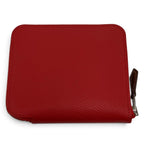 Hermes Azap Compact Silk'in Veau Epsom Rouge Ladue Blue Hydra Silver Coin Purse