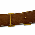 Hermes Vintage Gold Martin Margiela Era H Logo Reversible Leather Belt Black — view 6