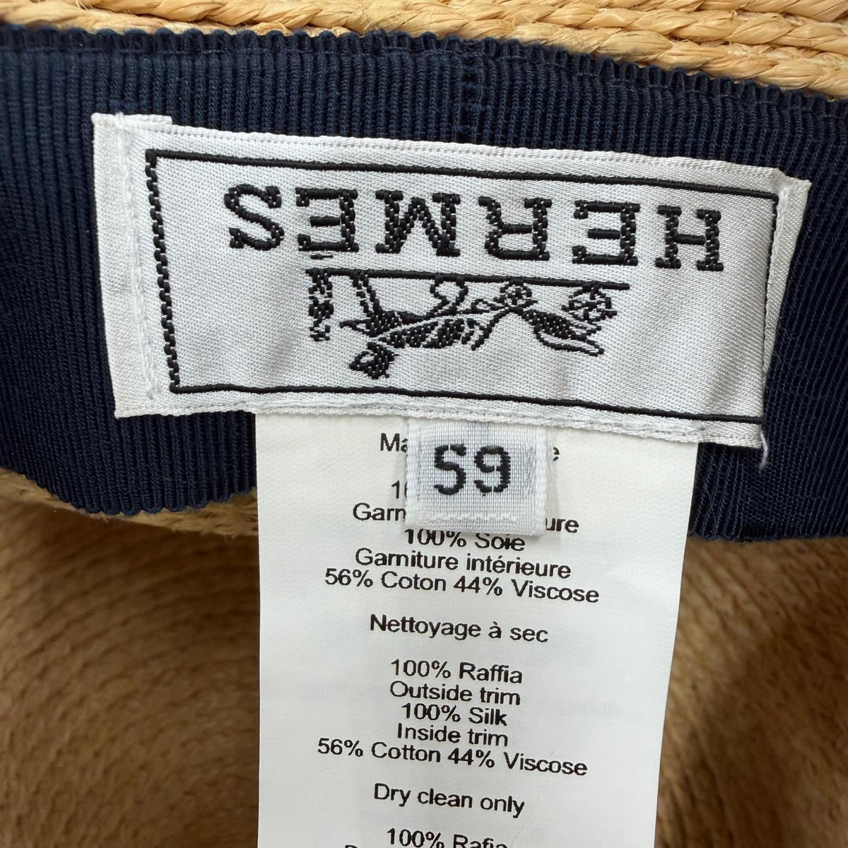 Hermes Silk Use Raffia Hat Natural 59 — view 8