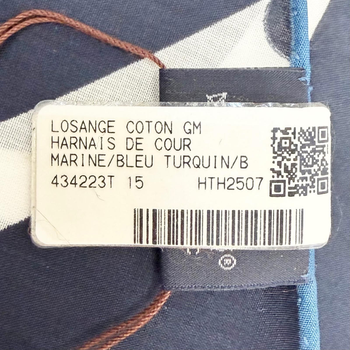 Hermes Rosange GM Royal Horse Tackle Cotton Marine Blue Turcan Diamond Scarf — view 8