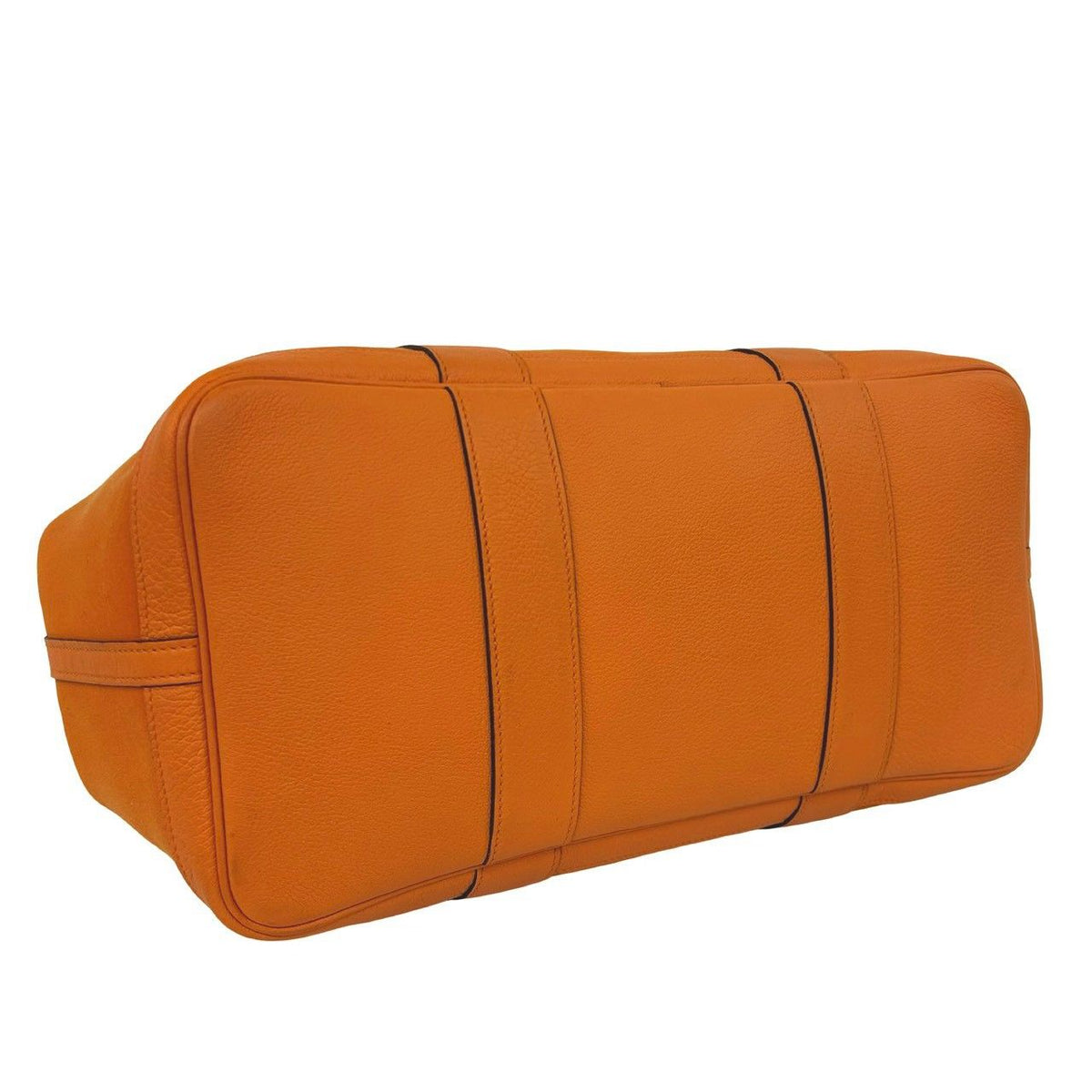 Hermes Garden Party MM Toile Officier Buffalo Leather Tote Bag Orange — view 7