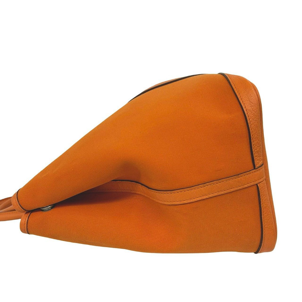 Hermes Garden Party MM Toile Officier Buffalo Leather Tote Bag Orange — view 5