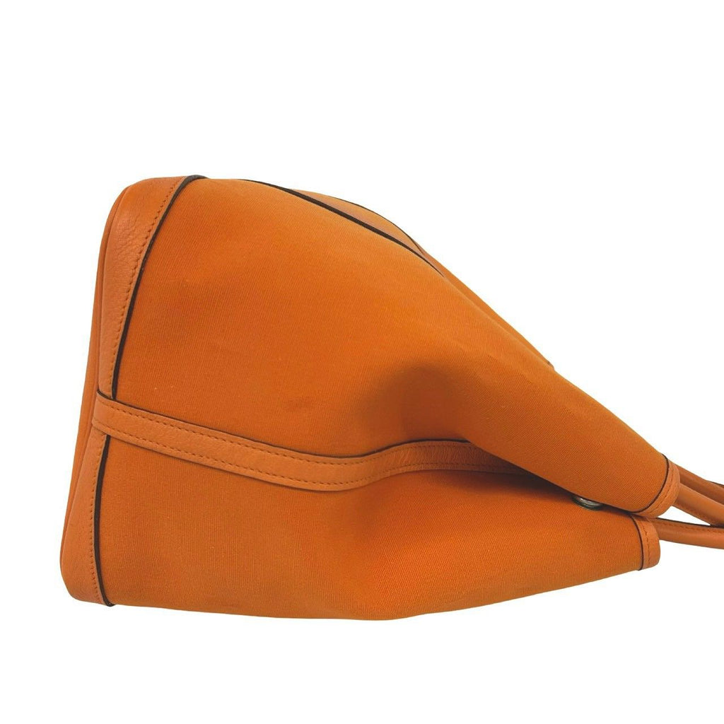Hermes Garden Party MM Toile Officier Buffalo Leather Tote Bag Orange — view 6