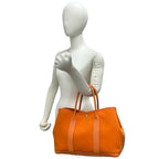 Hermes Garden Party MM Toile Officier Buffalo Leather Tote Bag Orange — view 2