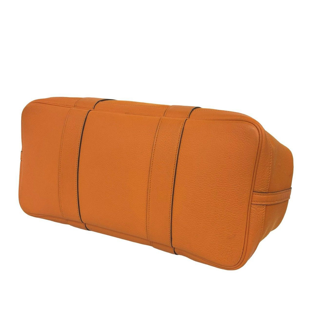 Hermes Garden Party MM Toile Officier Buffalo Leather Tote Bag Orange — view 8