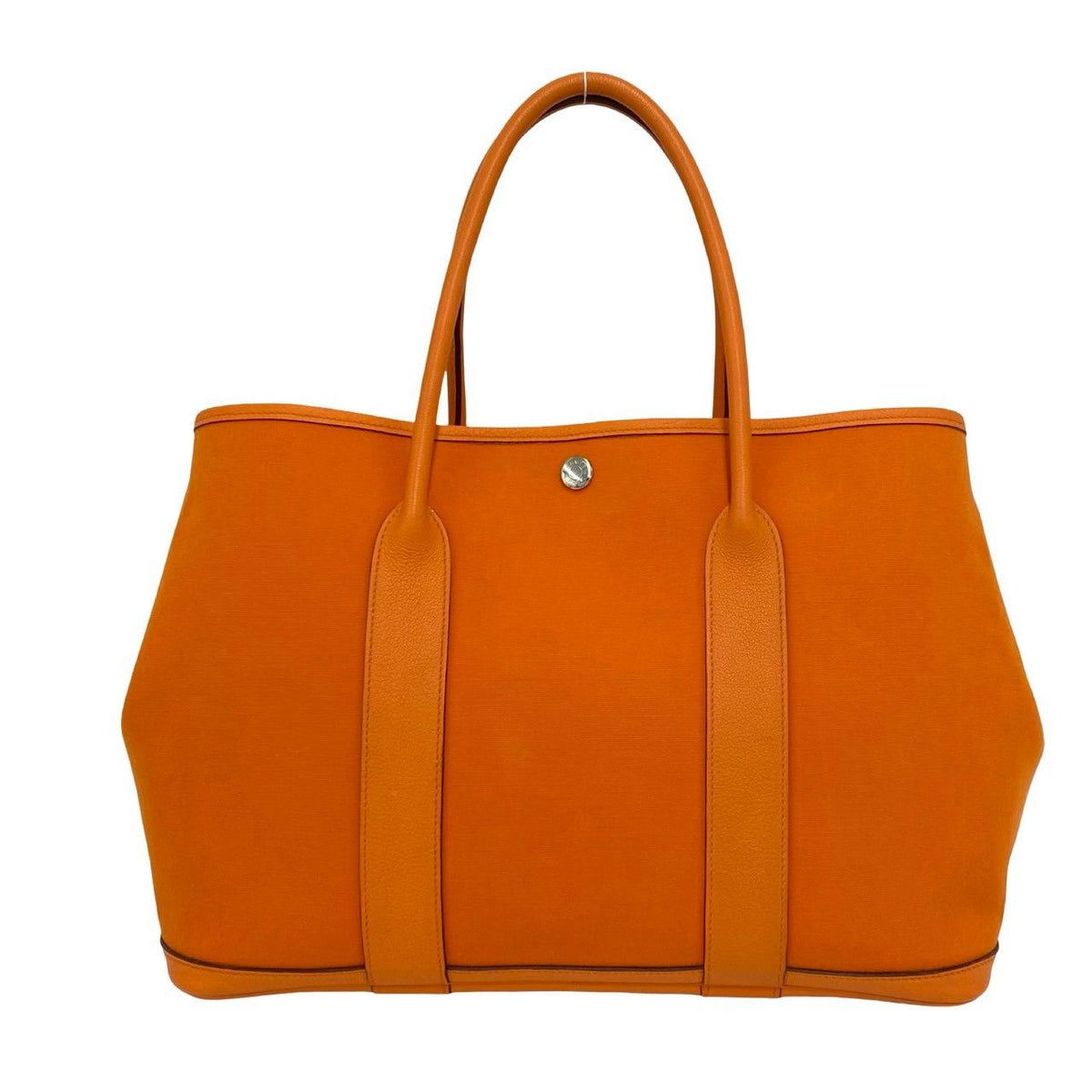 Hermes Garden Party MM Toile Officier Buffalo Leather Tote Bag Orange — view 3