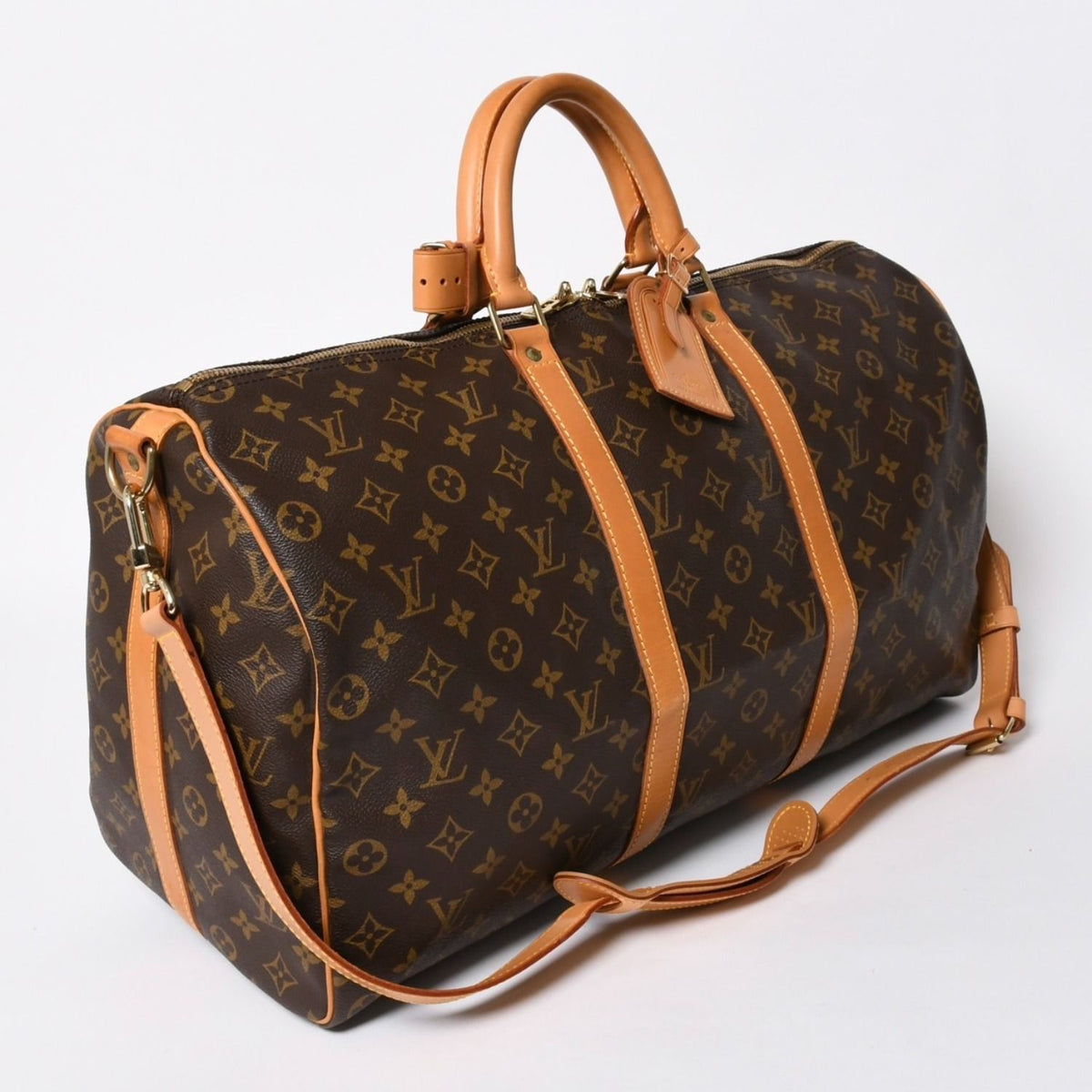 Louis Vuitton Monogram Keepall Bandouliere 50 Brown Boston Bag — view 3