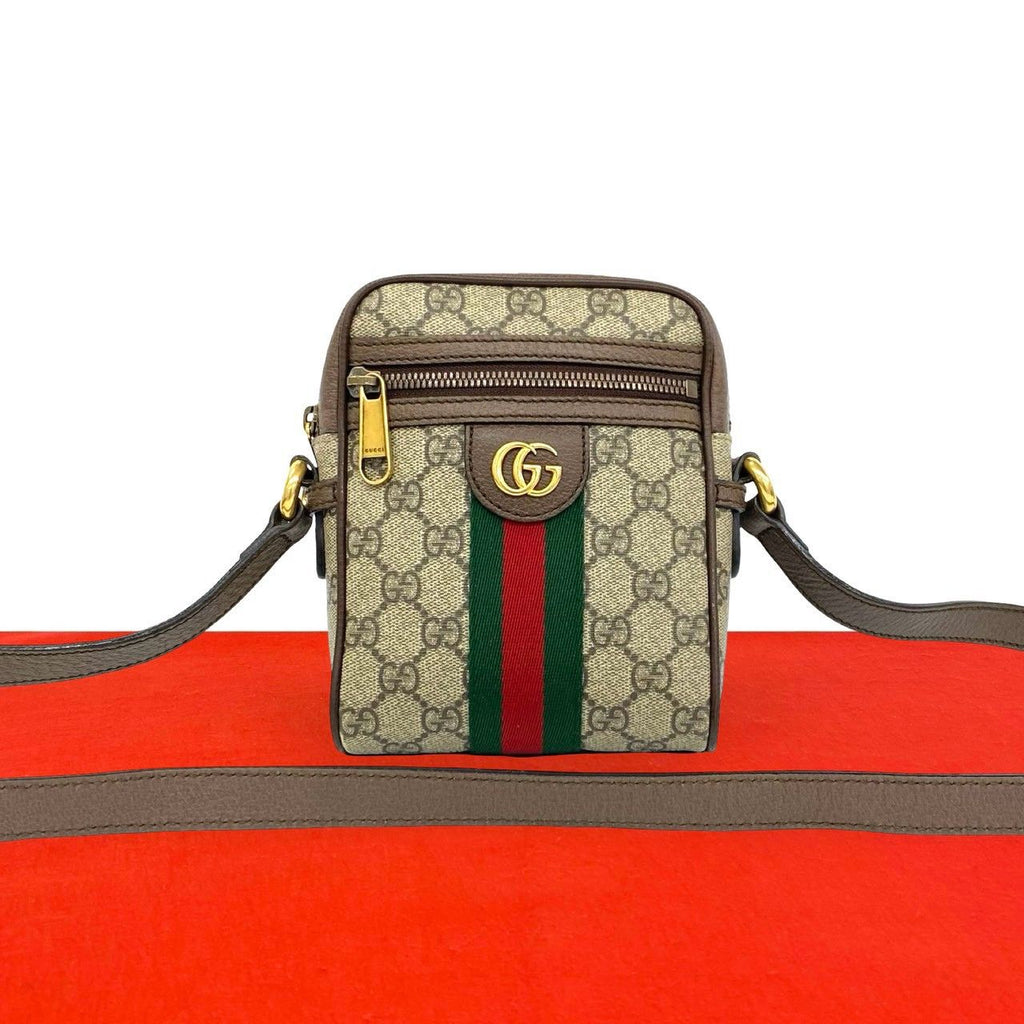 Gucci Ophidia Sherry Line GG Pattern Logo Leather Shoulder Bag Pochette Brown