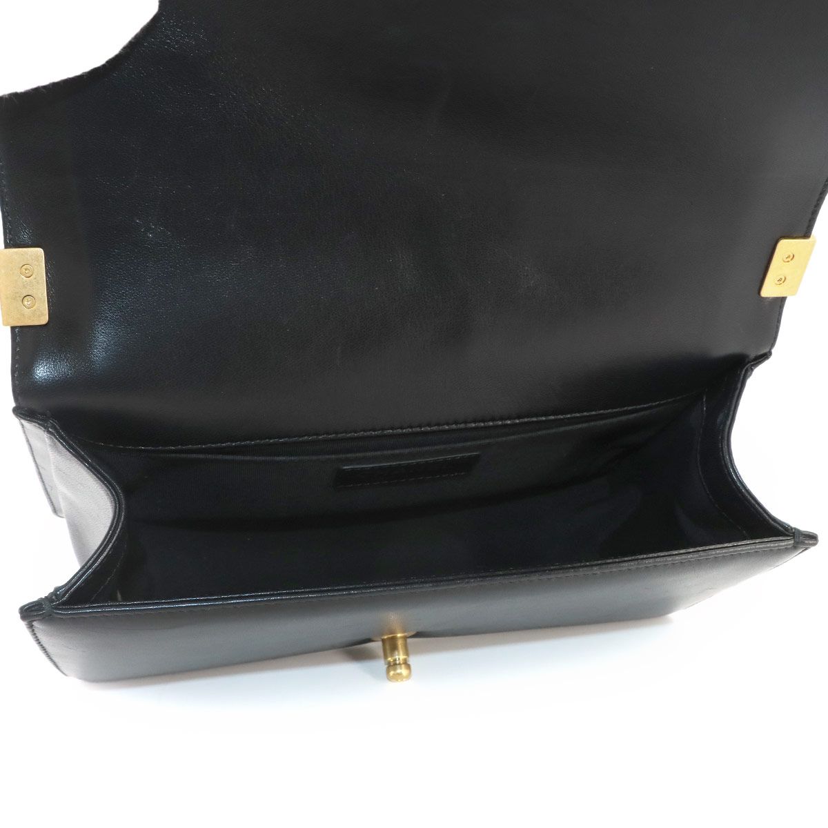 Chanel Boy Chain Shoulder Bag Lambskin Black Gold — view 8