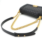 Chanel Boy Chain Shoulder Bag Lambskin Black Gold — view 6