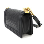 Chanel Boy Chain Shoulder Bag Lambskin Black Gold — view 4