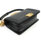 Chanel Boy Chain Shoulder Bag Lambskin Black Gold — view 5