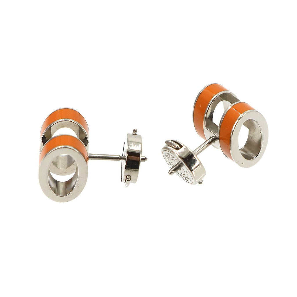 Hermes Pop H Earrings Orange Silver — view 2