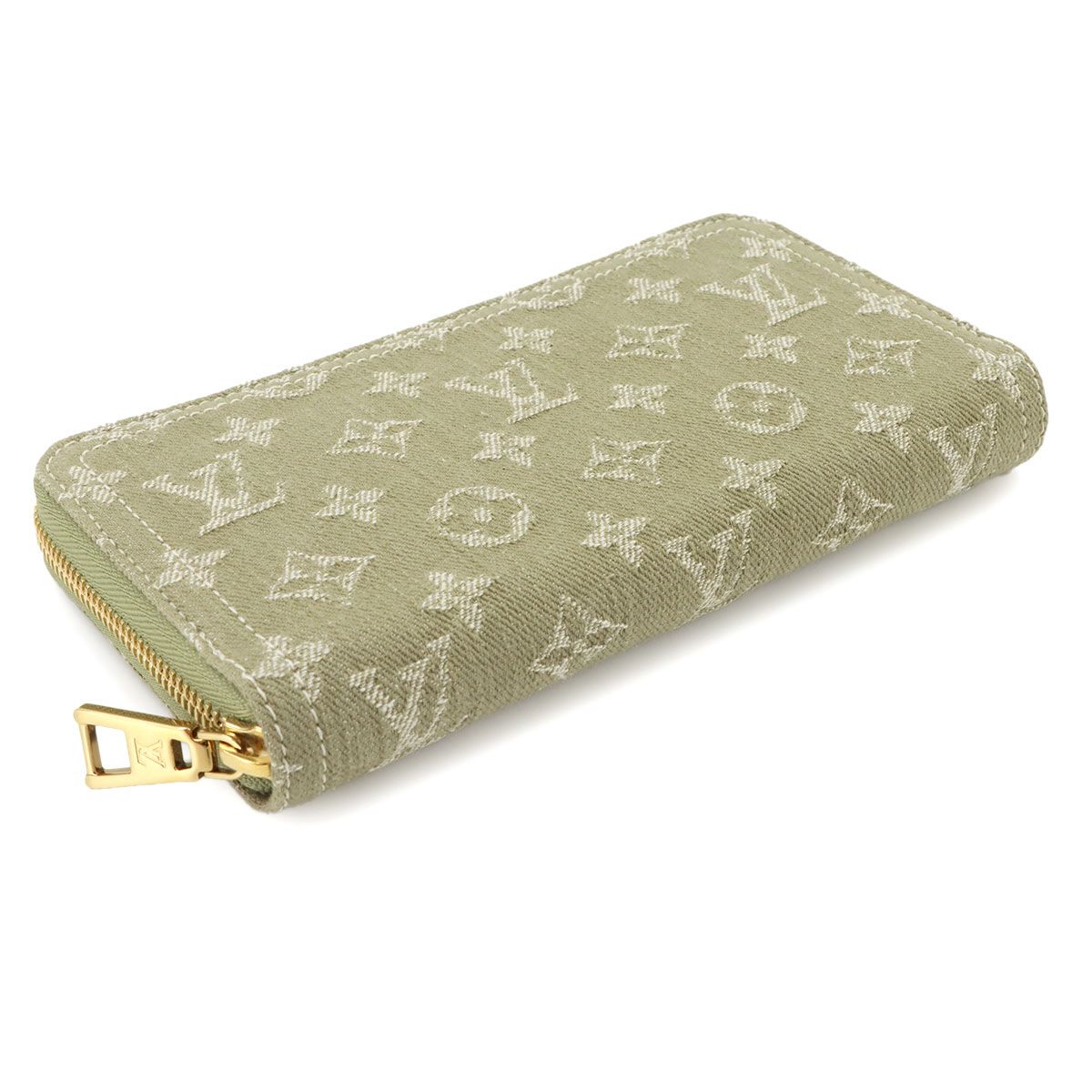 Louis Vuitton Monogram Denim Zippy Wallet Zip Around Khaki — view 5