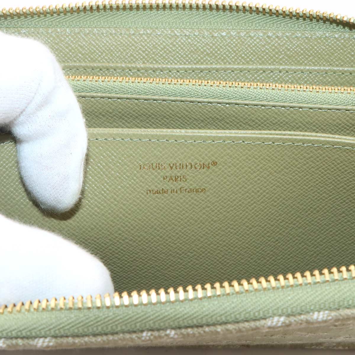 Louis Vuitton Monogram Denim Zippy Wallet Zip Around Khaki — view 8