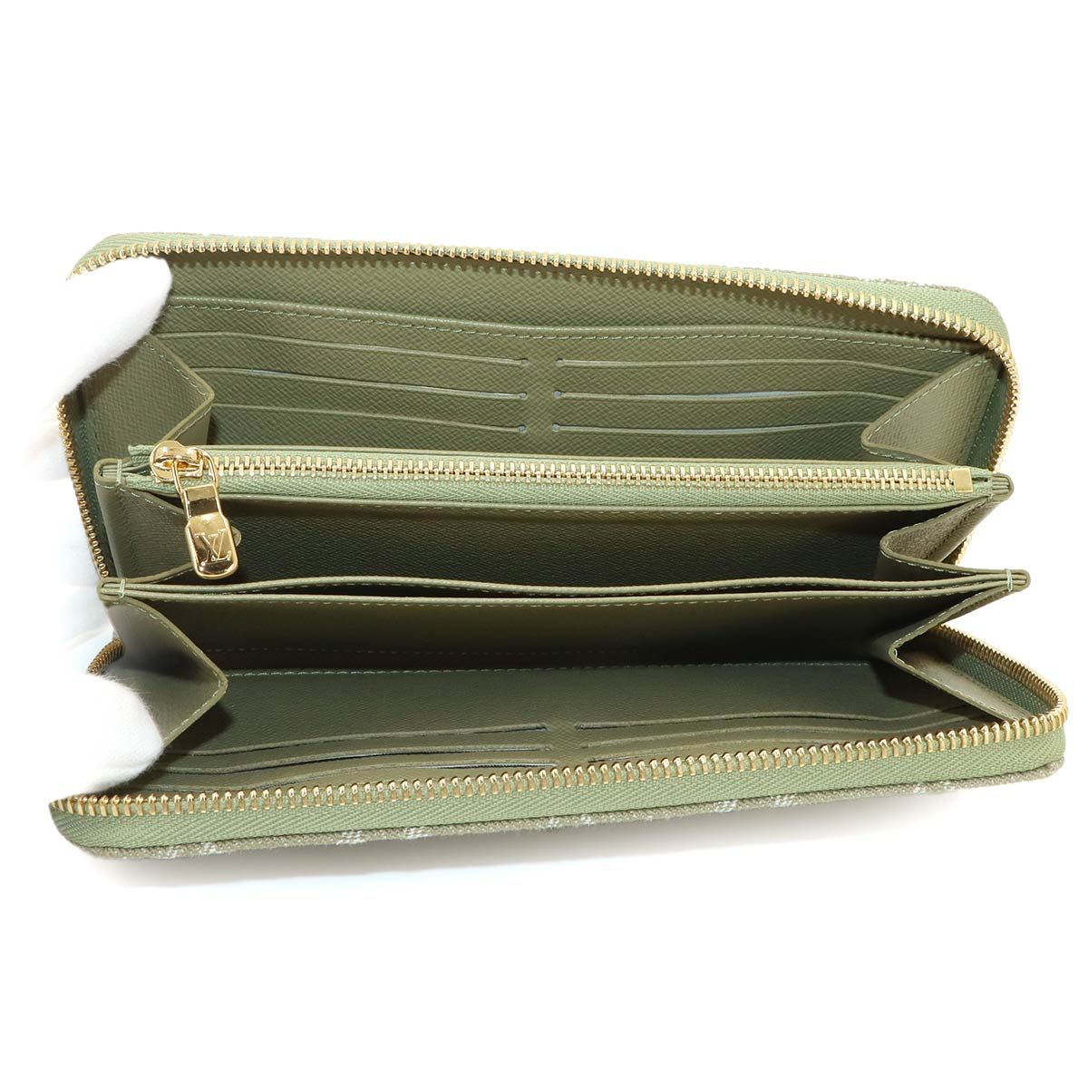 Louis Vuitton Monogram Denim Zippy Wallet Zip Around Khaki — view 6