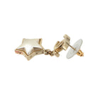 Chanel CC Logo Star Swing Earrings Faux Pearl Gold White — view 3