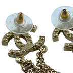 Chanel Chain Earrings CC Logo Rhinestone Pearl Gold — view 8