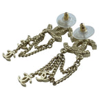 Chanel Chain Earrings CC Logo Rhinestone Pearl Gold — view 6