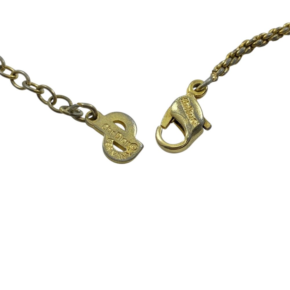 Dior Vintage Logo Pendant Coin Gold Plated Necklace — view 8