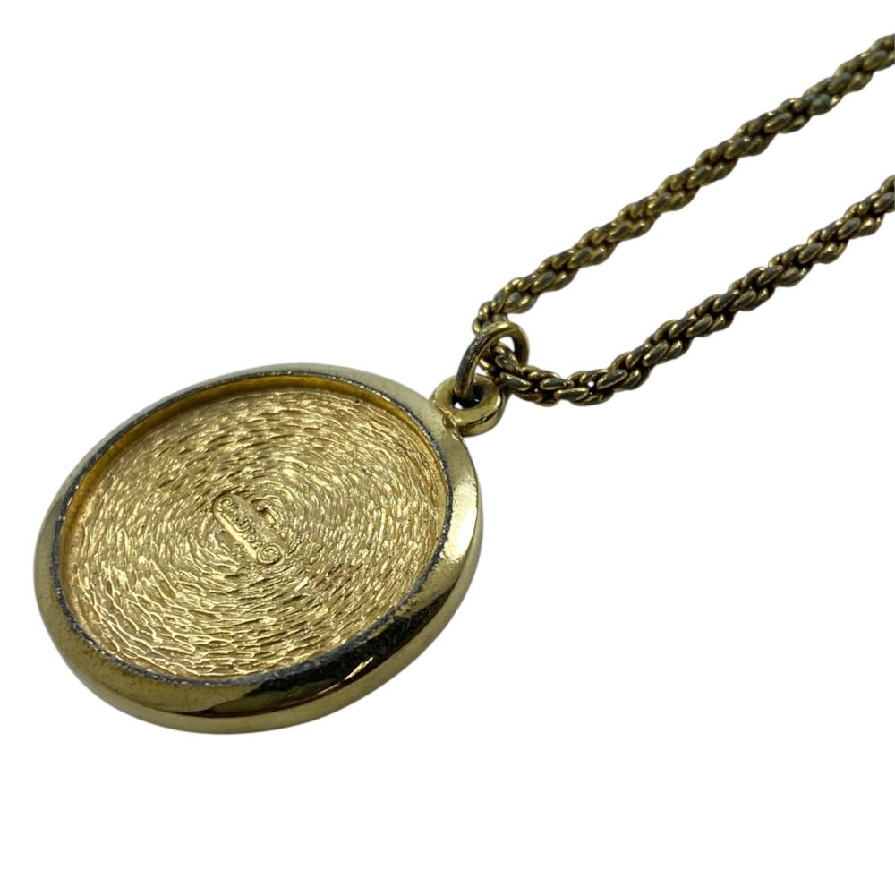 Dior Vintage Logo Pendant Coin Gold Plated Necklace — view 6