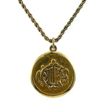 Dior Vintage Logo Pendant Coin Gold Plated Necklace