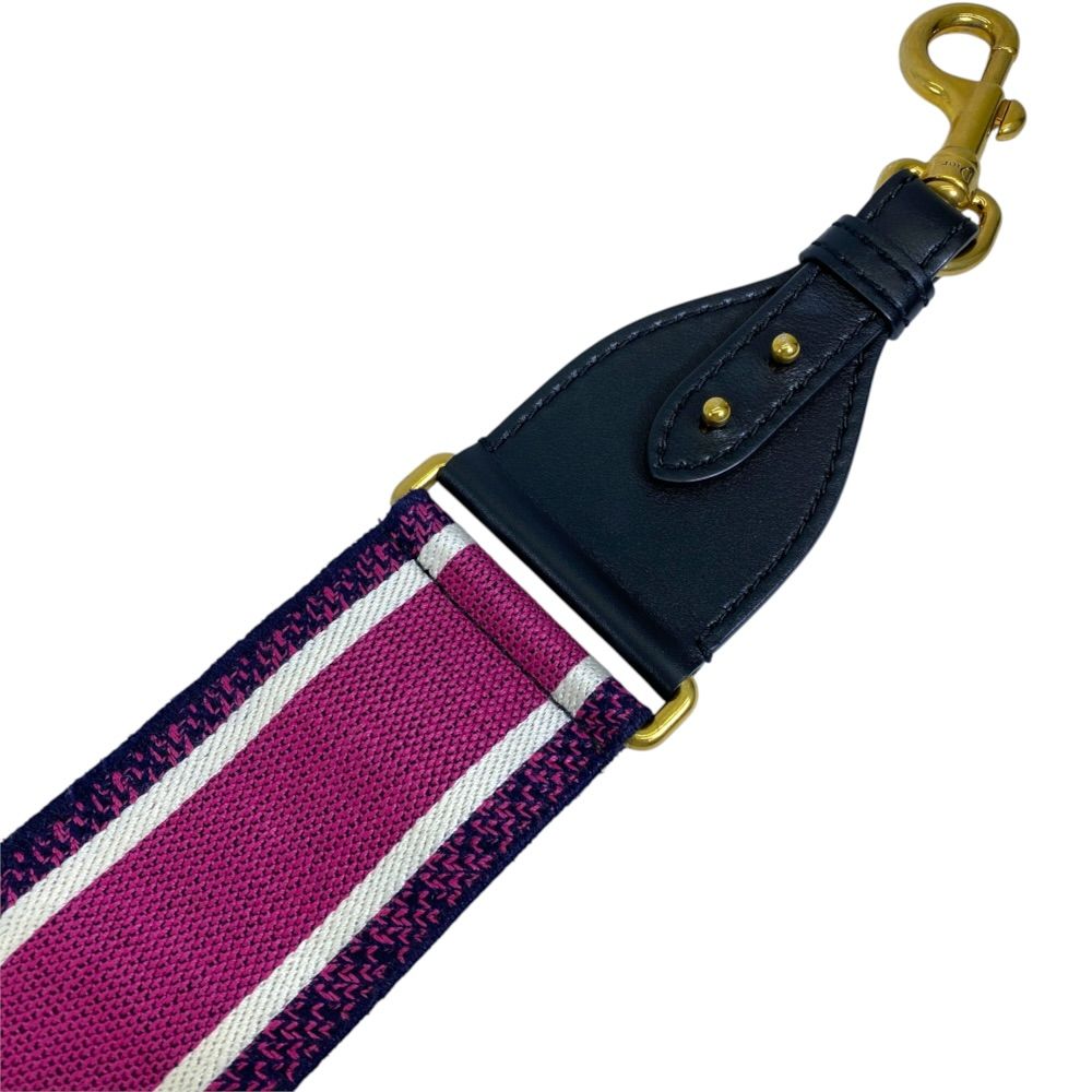 Dior Shoulder Strap Embroidery Bag Strap Canvas Leather Pink Black Gold — view 6