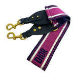 Dior Shoulder Strap Embroidery Bag Strap Canvas Leather Pink Black Gold