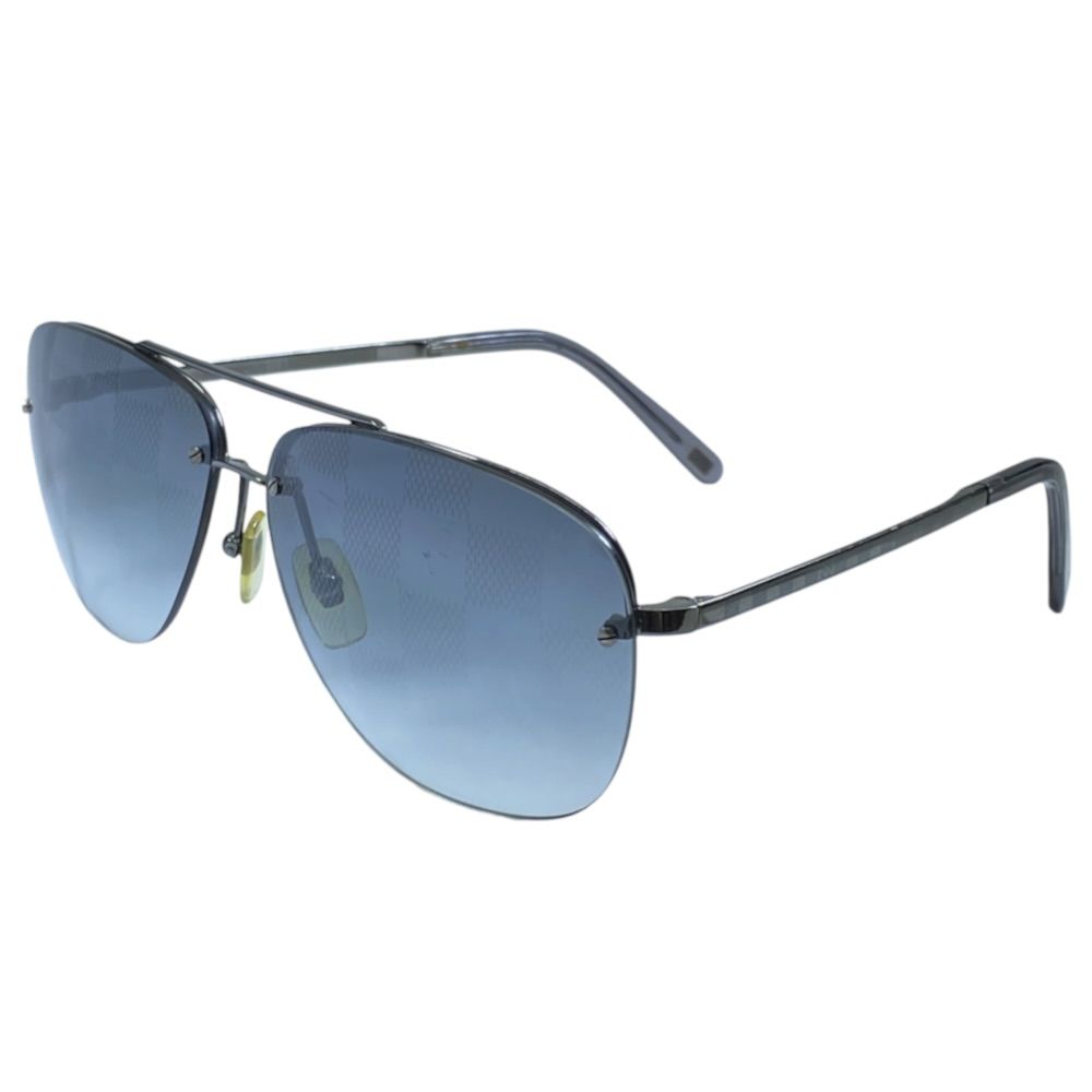 Louis Vuitton Sunglasses Soco Damier Teardrop Acetate Metal Blue Black Eyewear
