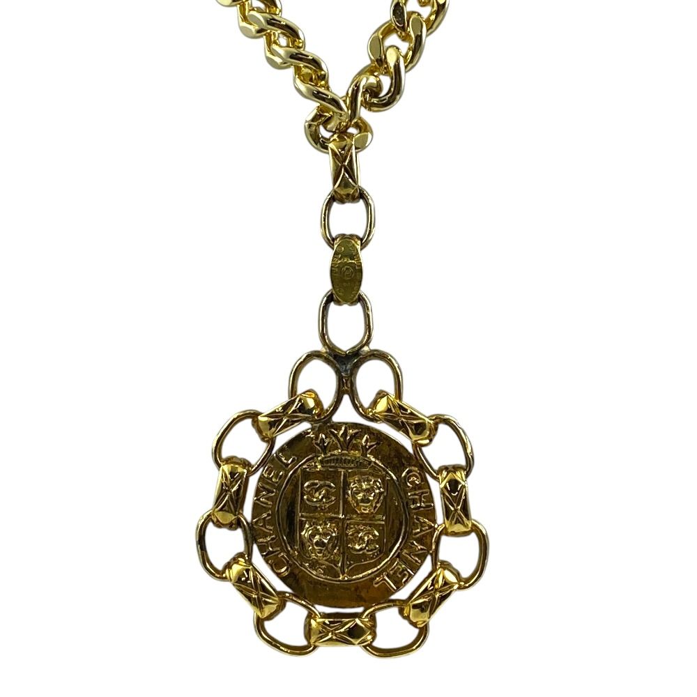 Chanel Pendant CC Logo Medallion 23 Gold Plated Necklace