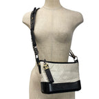 Chanel Shoulder Bag Gabrielle Small Hobo Aged Calf Leather White Black — view 8