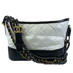 Chanel Shoulder Bag Gabrielle Small Hobo Aged Calf Leather White Black — view 2