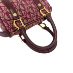 Dior Trotter Pattern Canvas Leather Mini Boston Bag Bordeaux — view 4