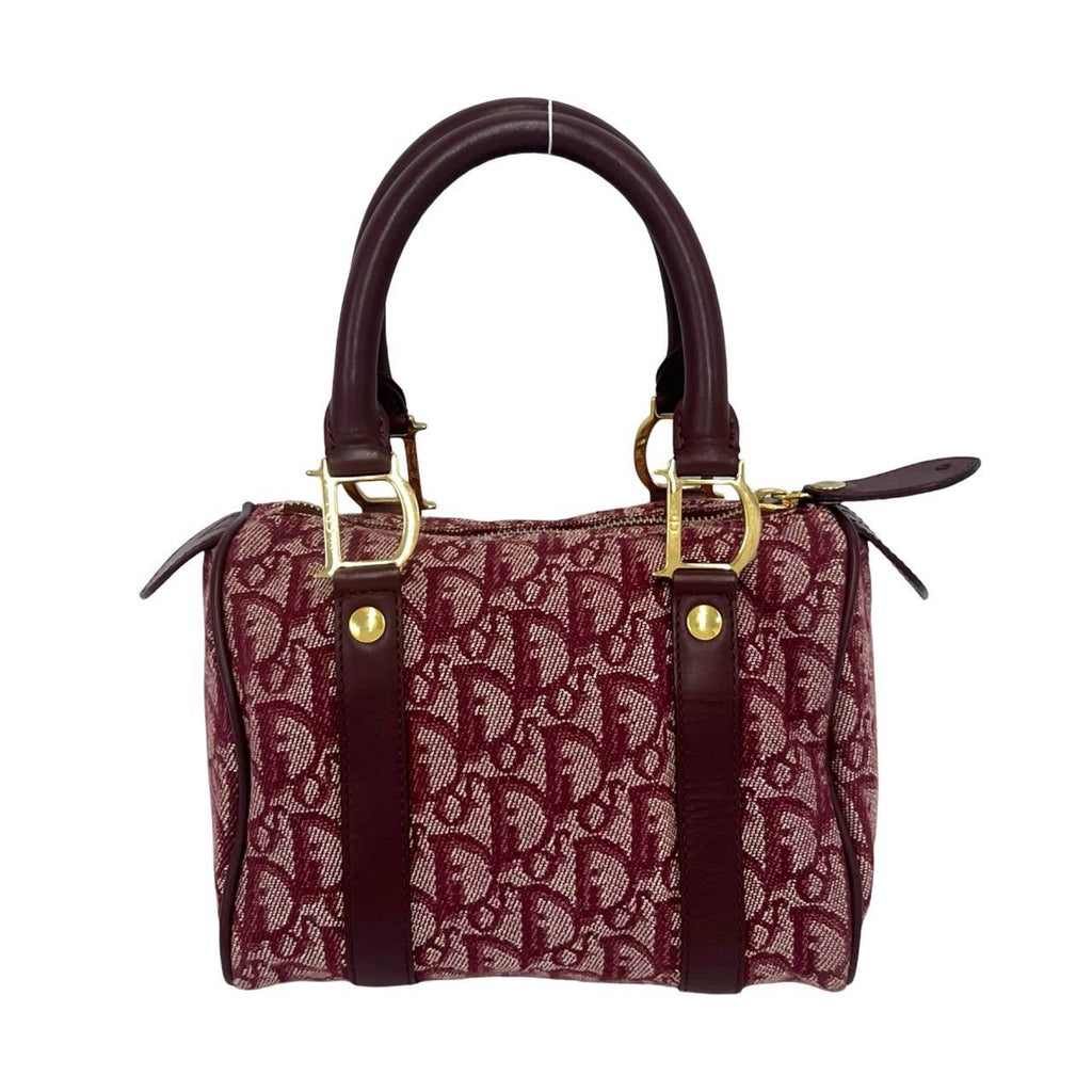 Dior Trotter Pattern Canvas Leather Mini Boston Bag Bordeaux — view 3