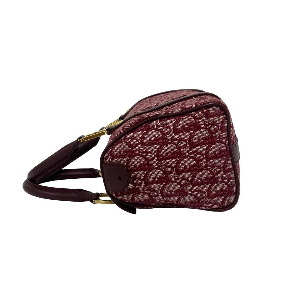 Dior Trotter Pattern Canvas Leather Mini Boston Bag Bordeaux — view 5