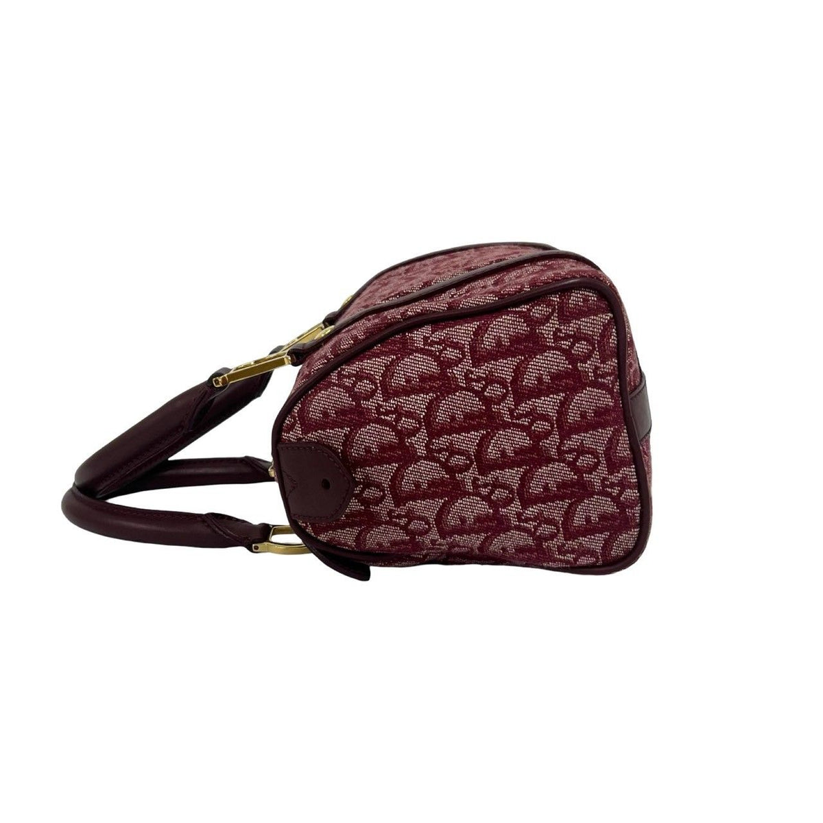 Dior Trotter Pattern Canvas Leather Mini Boston Bag Bordeaux — view 5