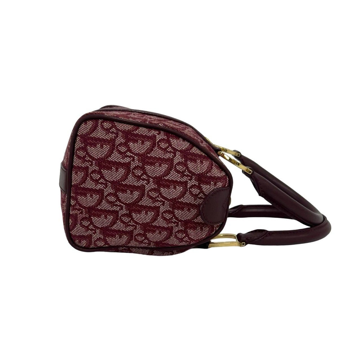 Dior Trotter Pattern Canvas Leather Mini Boston Bag Bordeaux — view 6
