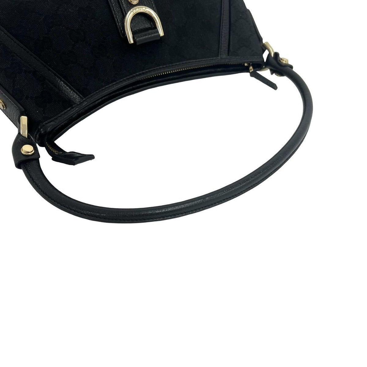 Gucci Abbey GG Pattern Logo Canvas Leather Shoulder Bag Black — view 4