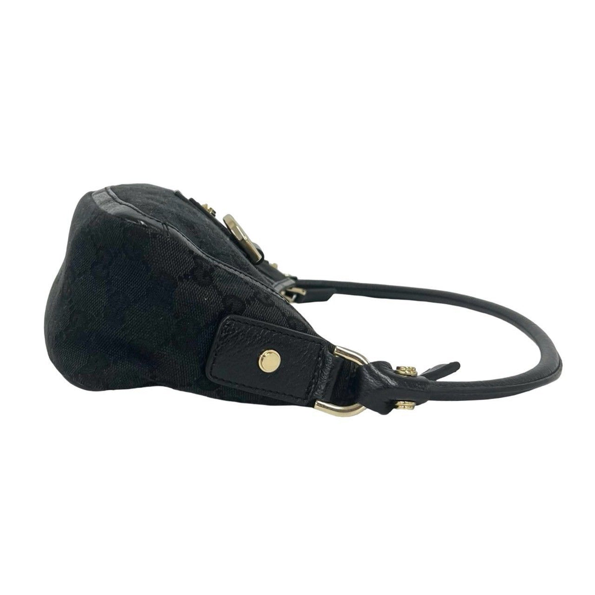 Gucci Abbey GG Pattern Logo Canvas Leather Shoulder Bag Black — view 6