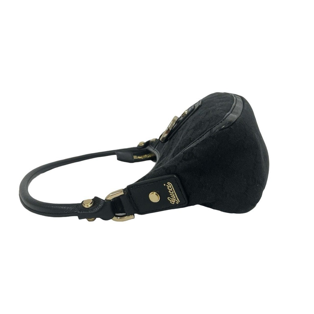 Gucci Abbey GG Pattern Logo Canvas Leather Shoulder Bag Black — view 5