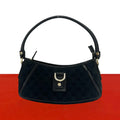 Gucci Abbey GG Pattern Logo Canvas Leather Shoulder Bag Black