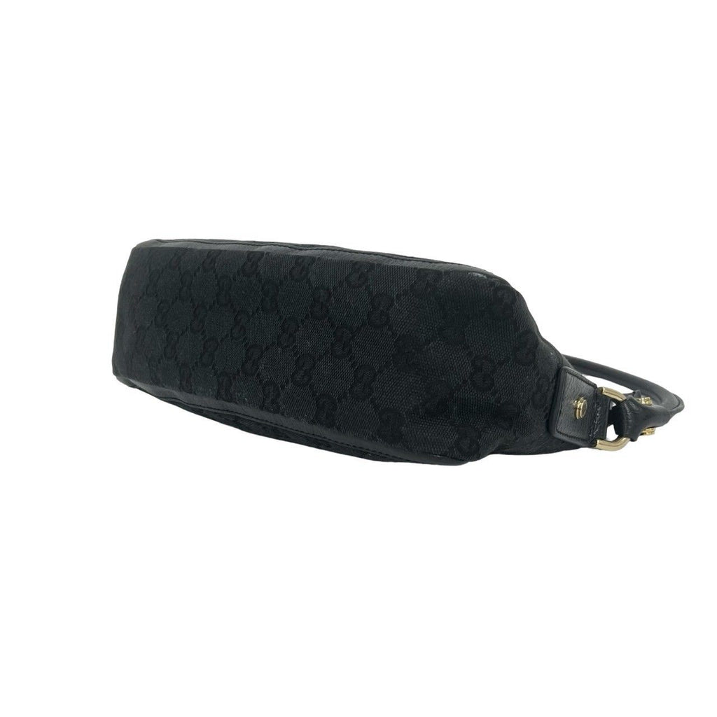 Gucci Abbey GG Pattern Logo Canvas Leather Shoulder Bag Black — view 8