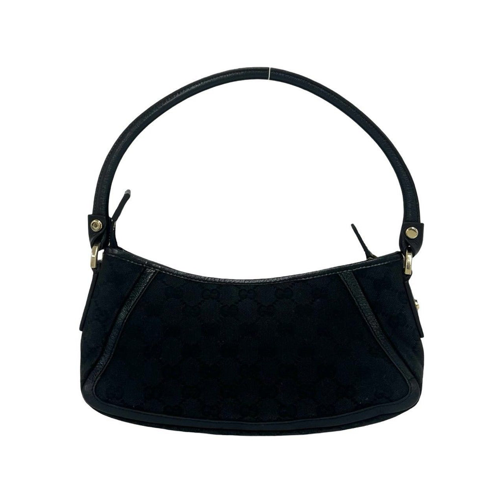 Gucci Abbey GG Pattern Logo Canvas Leather Shoulder Bag Black — view 3