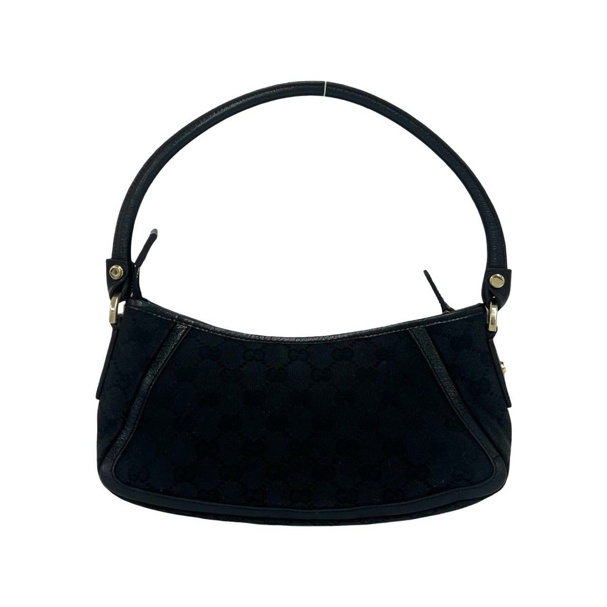 Gucci Abbey GG Pattern Logo Canvas Leather Shoulder Bag Black — view 3